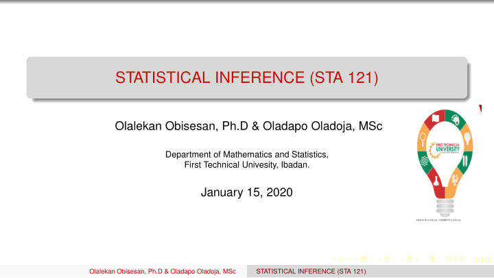 statistical inference sta 121