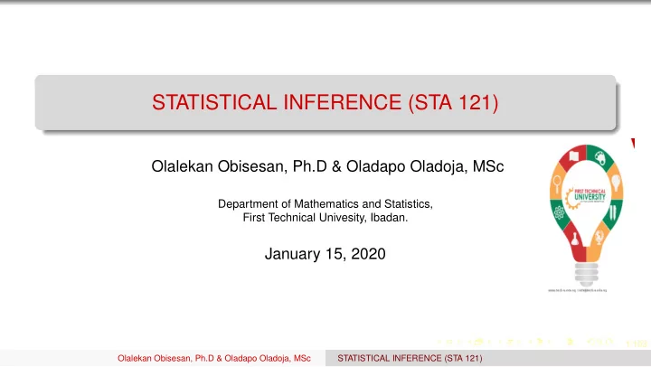 statistical inference sta 121