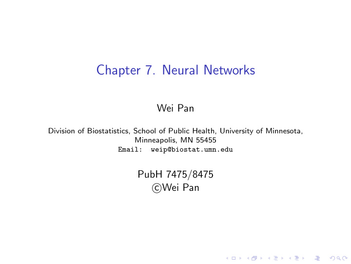 chapter 7 neural networks