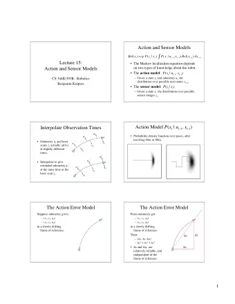 Bel ( x t ) =  P ( z t | x t ) P ( x t | u t  1 , x t  1 ) Bel ( x t  1 ) dx t