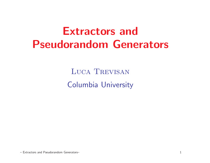 extractors and pseudorandom generators