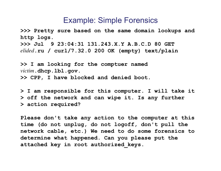 example simple forensics