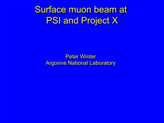Surface muon beam at   PSI and Project X  Peter Winter  Argonne National Laboratory  Outline