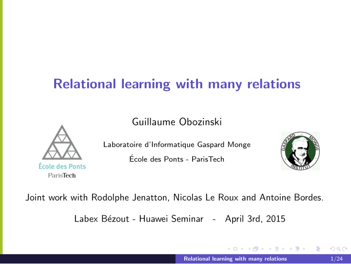 relational learning with many relations