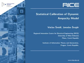 Statistical Calibration of Dynamic  Ampacity Model  Vclav mdl, Jaroslav najdr  Regional