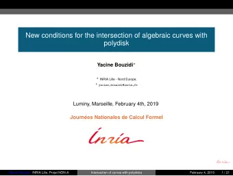 New conditions for the intersection of algebraic curves with  polydisk Yacine Bouzidi   INRIA
