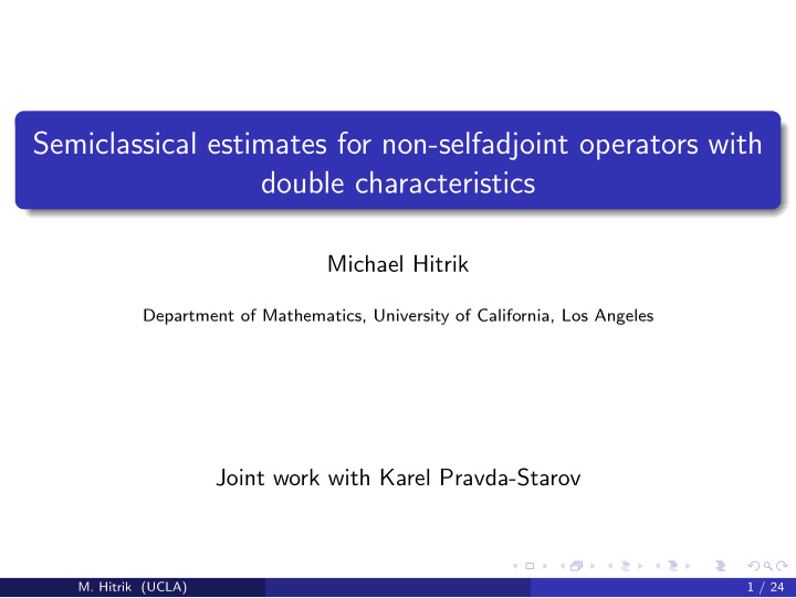 semiclassical estimates for non selfadjoint operators