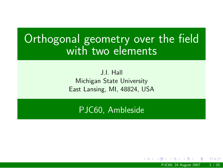 orthogonal geometry over the field with two elements