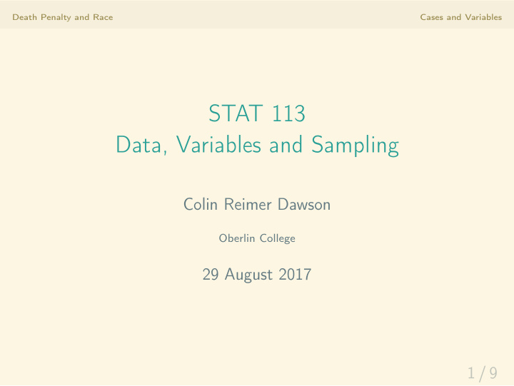 stat 113 data variables and sampling