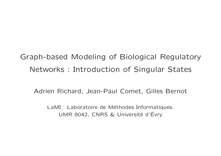 graph based modeling of biological regulatory networks