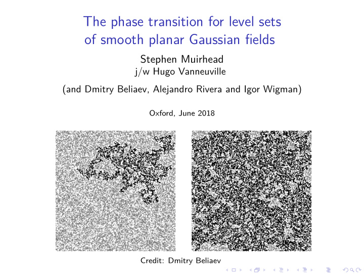 the phase transition for level sets of smooth planar