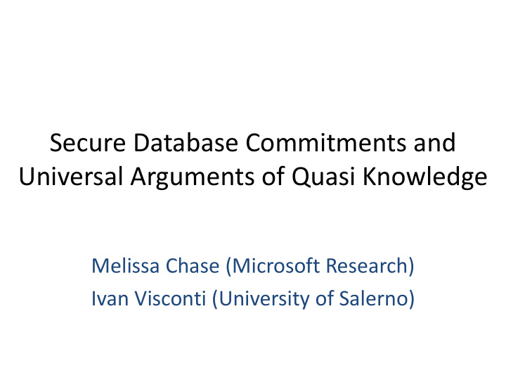 secure database commitments and universal arguments of