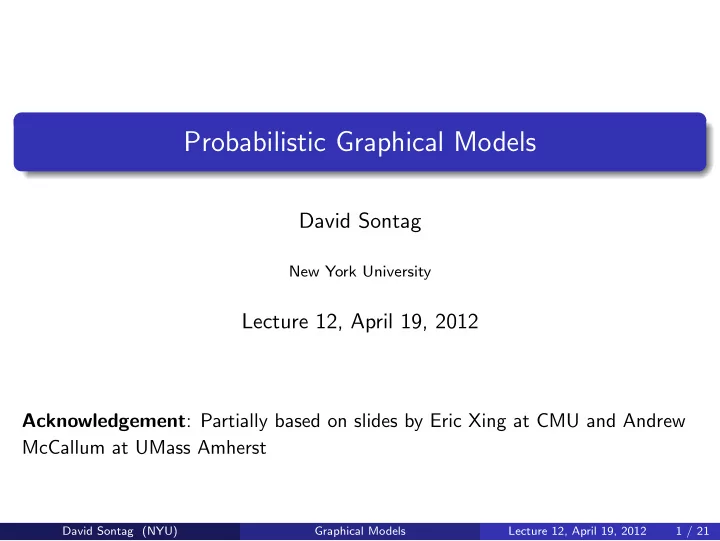 probabilistic graphical models