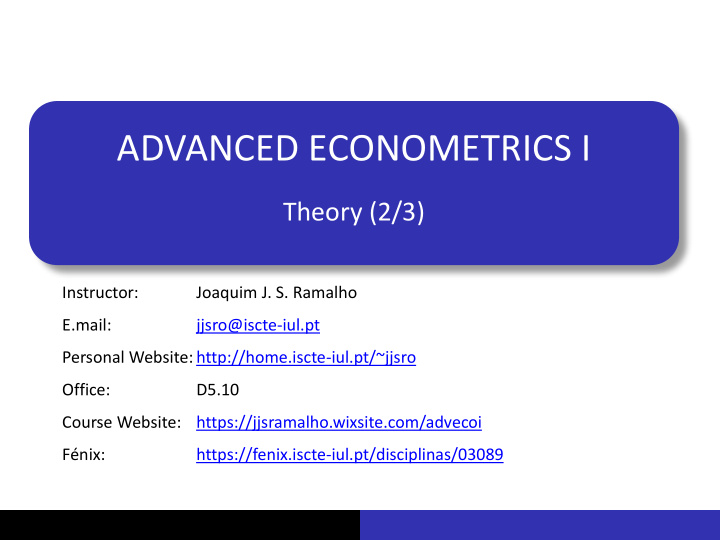 advanced econometrics i