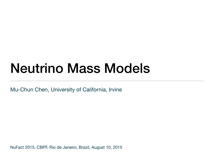 neutrino mass models