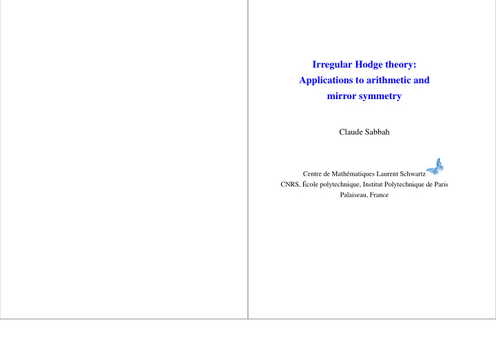 irregular hodge theory applications to arithmetic and
