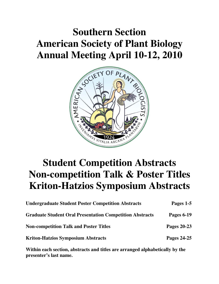southern section american society of plant biology annual