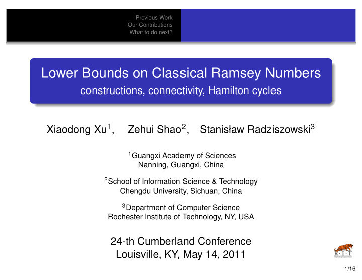 lower bounds on classical ramsey numbers