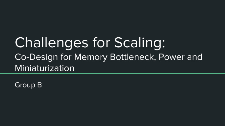 challenges for scaling