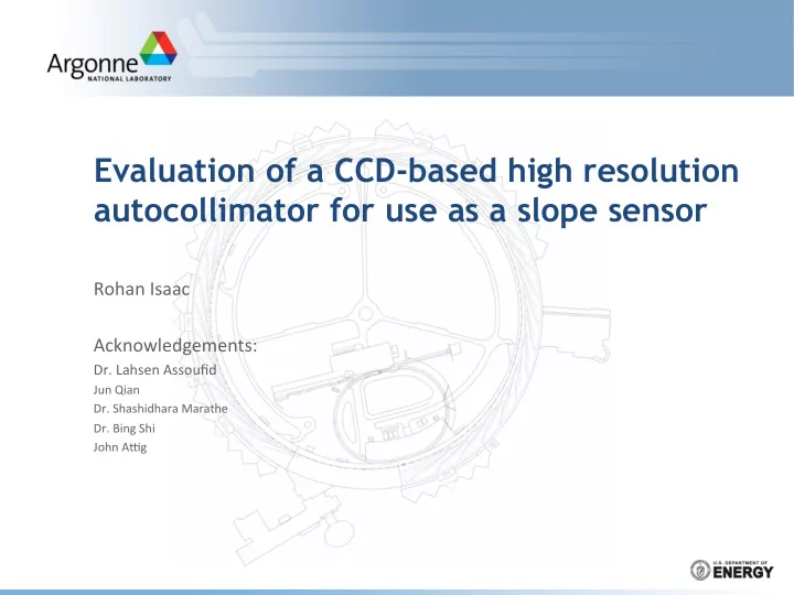 evaluation of a ccd based high resolution autocollimator