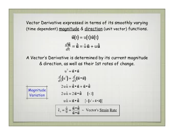u t  = u t  u t d u   = u     u + u u d t = u  A Vectors Derivative is