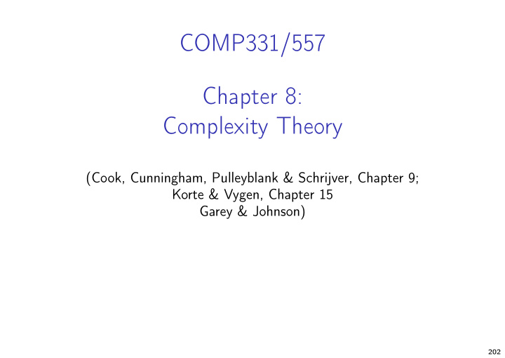 comp331 557 chapter 8 complexity theory