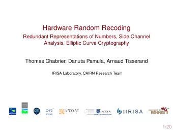 Hardware Random Recoding  Redundant Representations of Numbers, Side Channel  Analysis, Elliptic