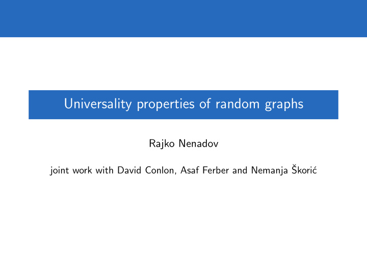 universality properties of random graphs