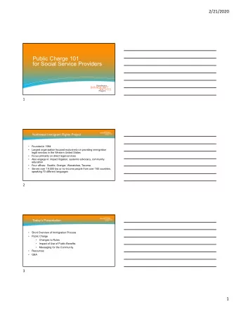 Public Charge 101  for Social Service Providers  1  Northwest Immigrant Rights Project