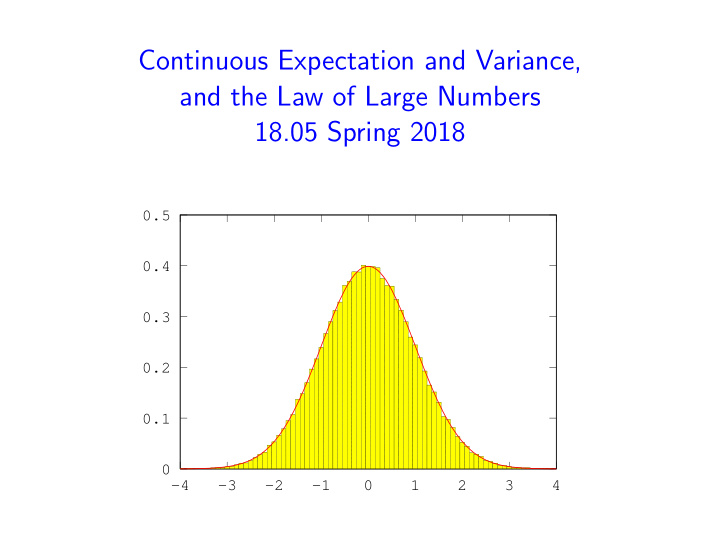 continuous expectation and variance and the law of large