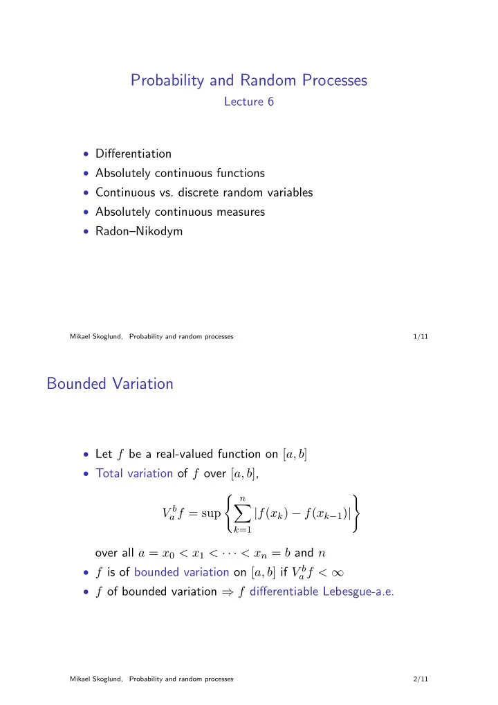 probability and random processes