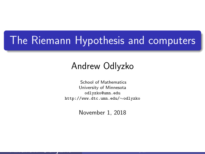 the riemann hypothesis and computers