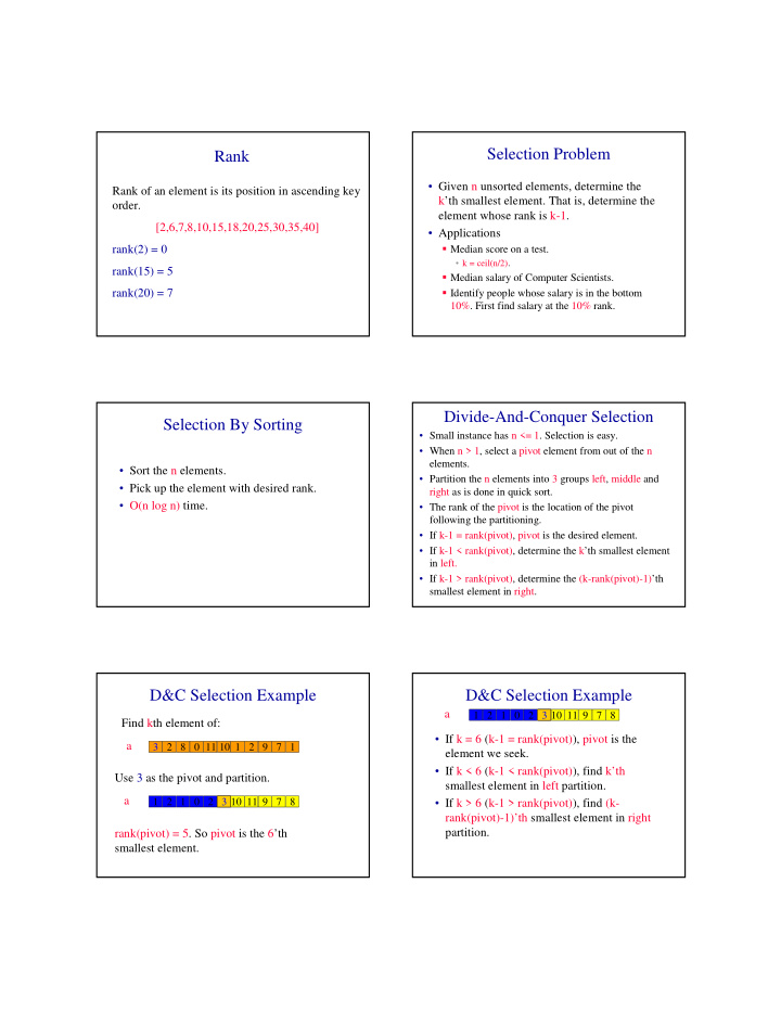 selection problem rank