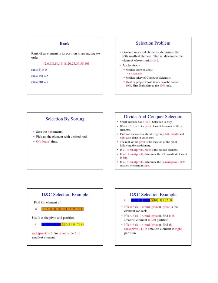 selection problem rank