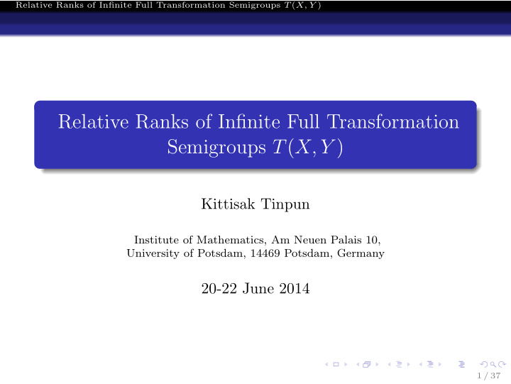 relative ranks of infinite full transformation semigroups