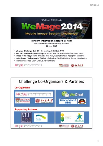 Challenge Co-Organisers &amp; Partners  Co-Organisers  Supporting Partners  1  26/9/2014