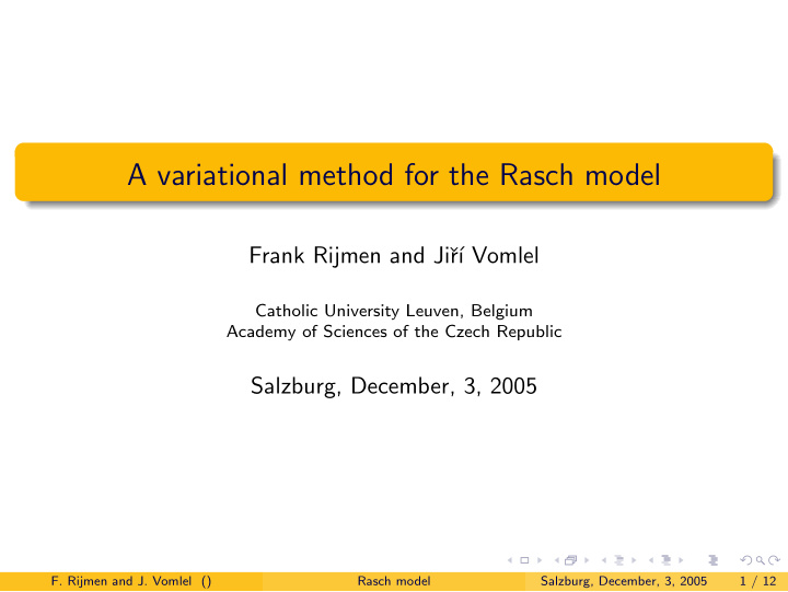 a variational method for the rasch model