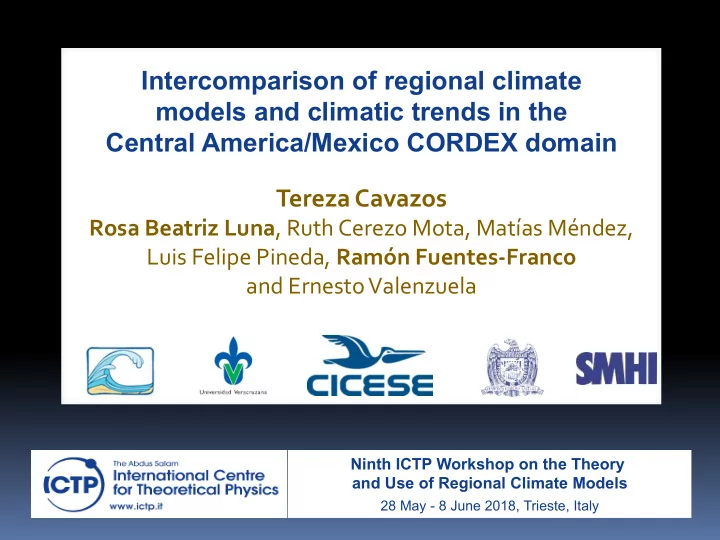 ninth ictp workshop on the theory and use of regional
