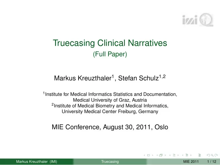 truecasing clinical narratives