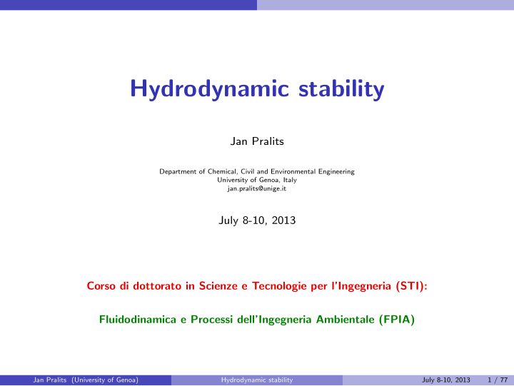 hydrodynamic stability