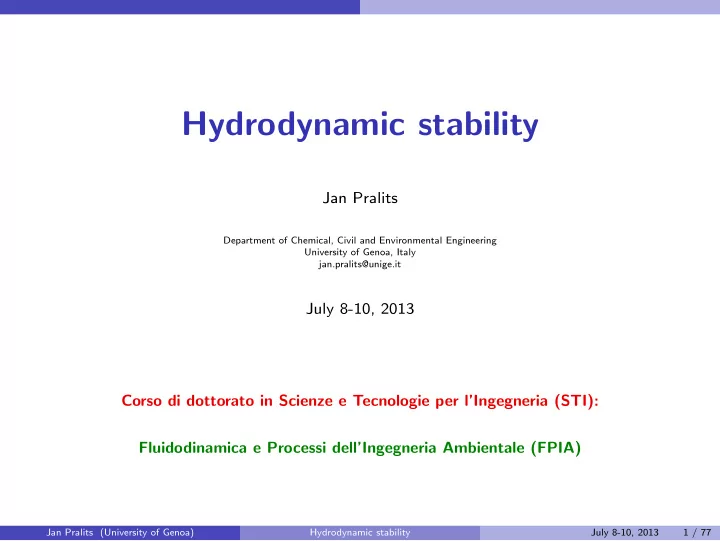 hydrodynamic stability