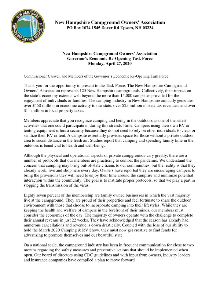 new hampshire campground owners association