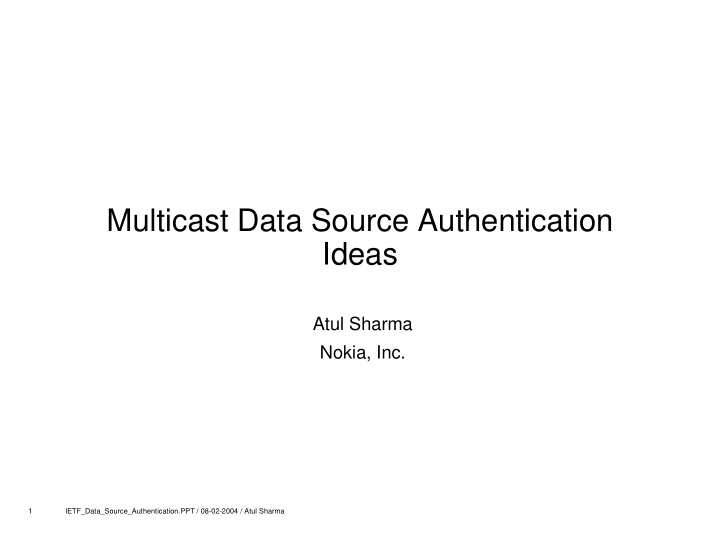 multicast data source authentication ideas