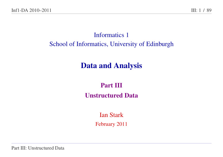data and analysis