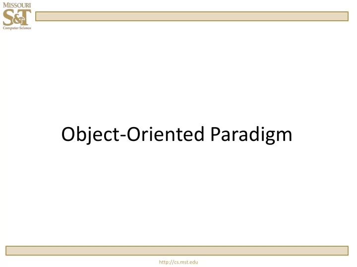 object oriented paradigm