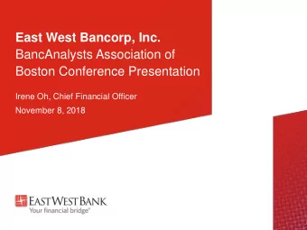 BancAnalysts Association of  Boston Conference Presentation  Irene Oh, Chief Financial Officer