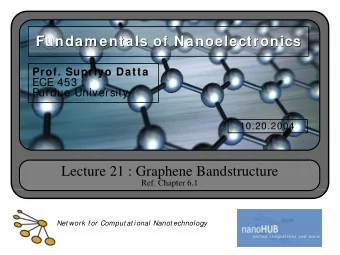 Lecture 21 : Graphene Bandstructure  Ref. Chapter 6.1  Net work f or Comput at ional Nanot