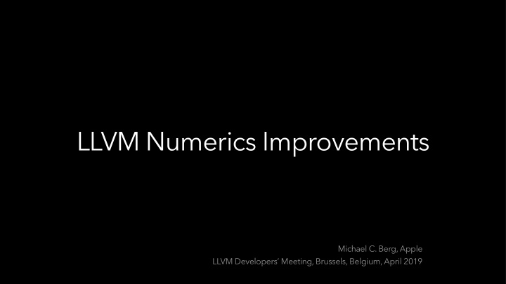 llvm numerics improvements