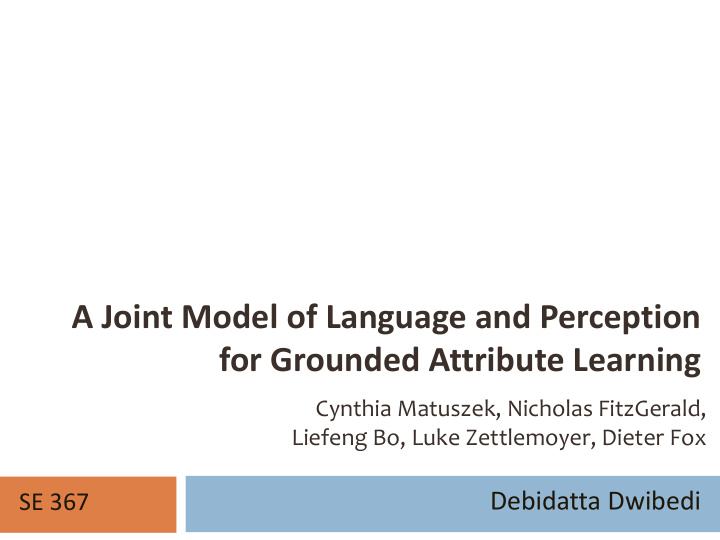 a joint model of language and perception