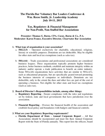 The Florida Bar Voluntary Bar Leaders Conference &amp;  Wm. Reese Smith, Jr. Leadership Academy